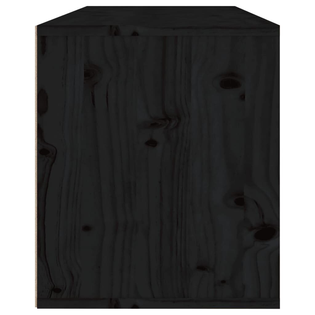 vidaXL Sieninė spintelė, juoda, 80x30x35cm, pušies masyvas kaina ir informacija | Lentynos | pigu.lt
