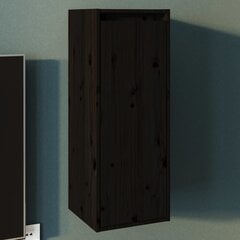 vidaXL Sieninė spintelė, juoda, 30x30x80cm, pušies masyvas цена и информация | Полки | pigu.lt