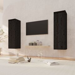 Sieninės spintelės, 2 vnt, 30x30x100 cm, juodos цена и информация | Тумбы под телевизор | pigu.lt
