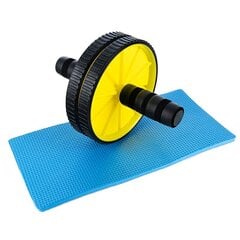 Dvigubas gimnastikos ratas Gotel 25 cm x 17 cm juodas, geltonas kaina ir informacija | Gimnastikos ratai | pigu.lt