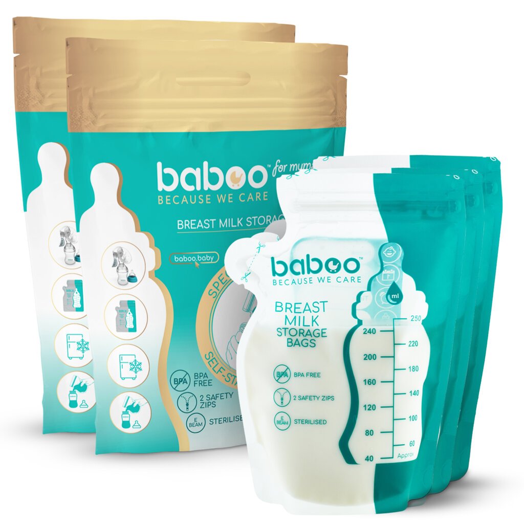 Baboo maišeliai mamos pienui laikyti, 250 ml, 50 vnt. kaina ir informacija | Pientraukiai | pigu.lt