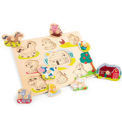 Деревянный пазл для самых маленьких - Ферма (8 шт.), New Classic Toys 10430 цена и информация | Игрушки для малышей | pigu.lt