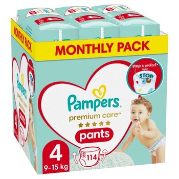 Подгузники-трусики PAMPERS Premium Monthly Pack 4 размер, 9-15 кг, 114 шт. цена и информация | Подгузники | pigu.lt