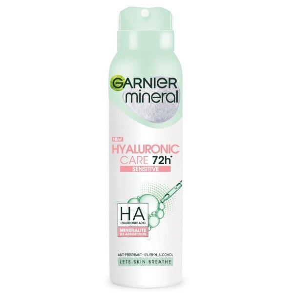 Purškiamas dezodorantas Garnier Mineral Hyaluronic Care 72H Sensitive 150 ml kaina ir informacija | Dezodorantai | pigu.lt