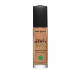 Drėkinamasis makiažo pagrindas Miss Sporty Naturally Perfect Match 201 Classic Beige, 30ml kaina ir informacija | Makiažo pagrindai, pudros | pigu.lt