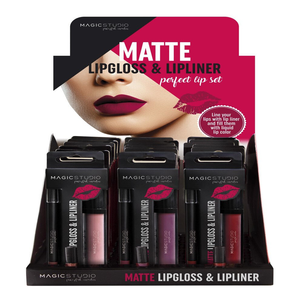 Makiažo rinkinys Magic Studio Matte Lipgloss & Lipliner, 2 vnt. цена и информация | Lūpų dažai, blizgiai, balzamai, vazelinai | pigu.lt