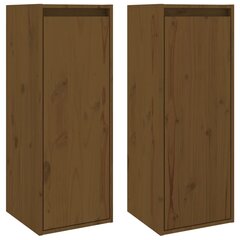 Sieninės spintelės, 2vnt., medaus rudos, 30x30x80cm, pušis цена и информация | Полки | pigu.lt