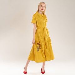 Vasarinė ilga suknelė stilingoms moterims, geltona цена и информация | Платья | pigu.lt