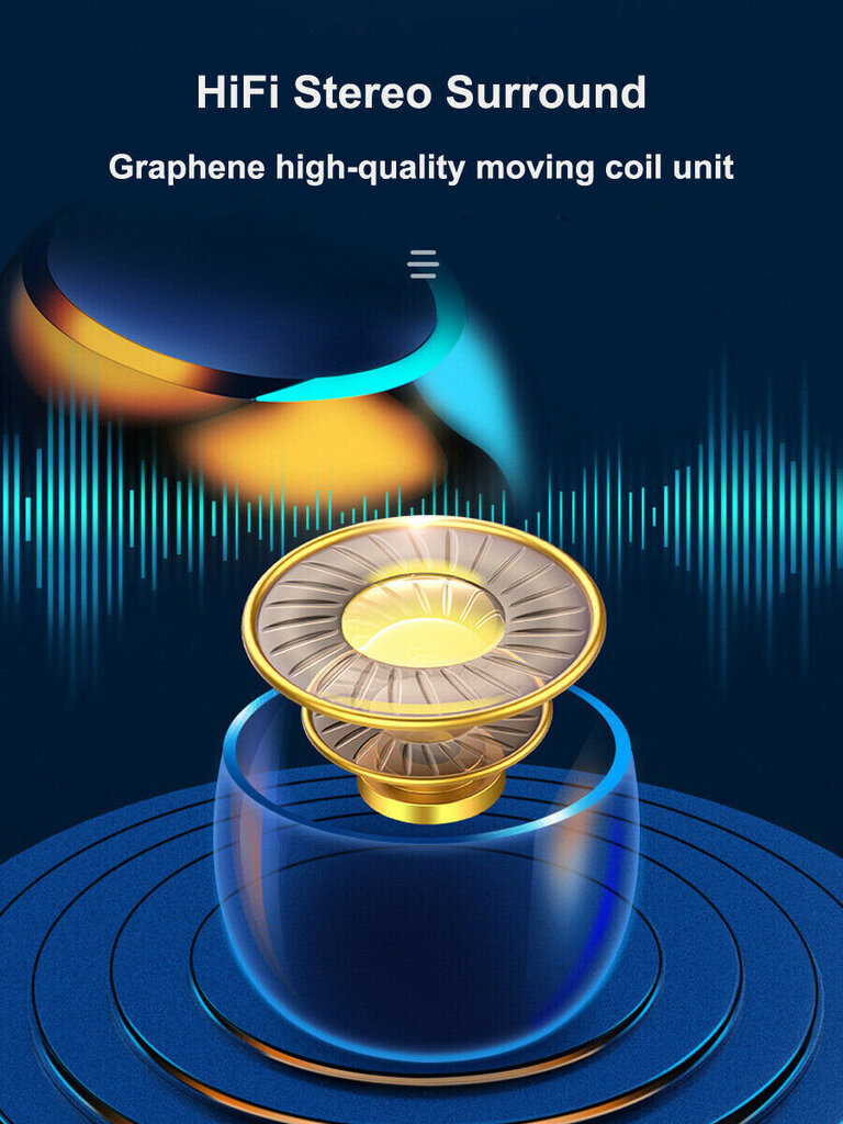 Belaidės sportinės ausinės žemųjų dažnių. laisvų rankų įranga su mikrofonu, įkrovimo dėklu (power bank), Lcd ekranas kaina ir informacija | Ausinės | pigu.lt