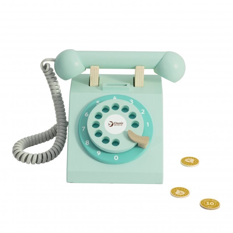 Classic world žaislinis telefonas vaikams, medinis kaina ir informacija | Žaislai mergaitėms | pigu.lt