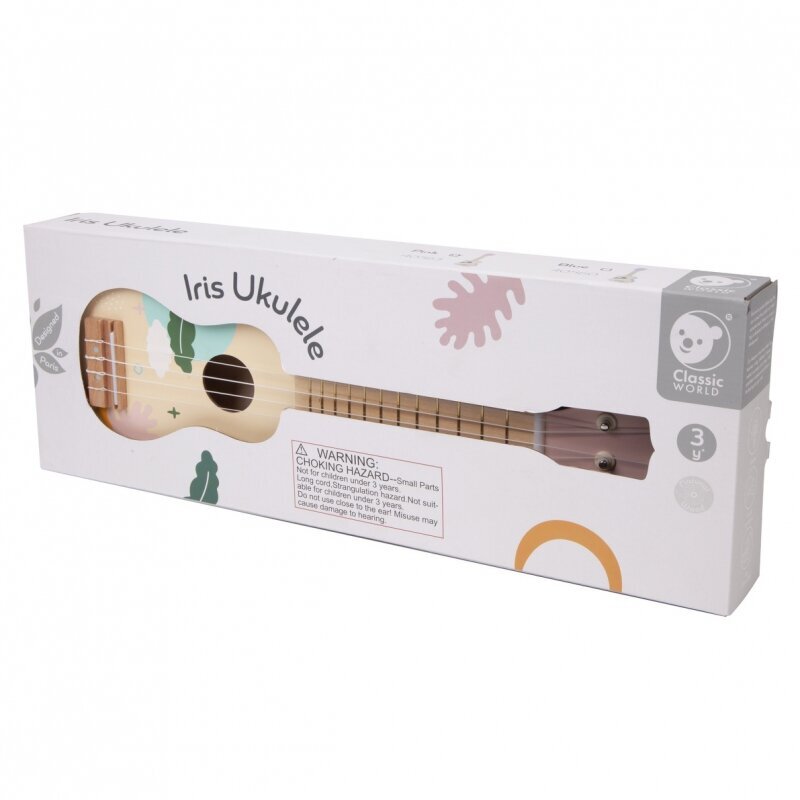 Medinė vaikiška ukulelė, rožinė цена и информация | Žaislai mergaitėms | pigu.lt