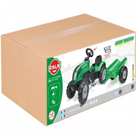 Vaikiškas traktorius FALK Green su pedalais + priekaba ir garso signalas kaina ir informacija | Žaislai berniukams | pigu.lt