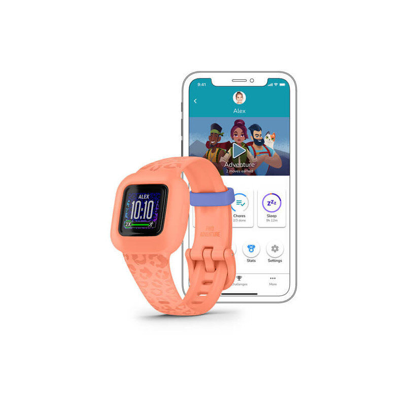 Garmin vívofit® jr. 3 Garmin Peach Leopard kaina ir informacija | Išmanieji laikrodžiai (smartwatch) | pigu.lt