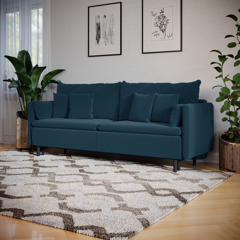Sofa Homede Roseo 3S, mėlyna kaina ir informacija | Sofos | pigu.lt