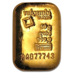 Investicinio aukso lietas luitas Valcambi, 50 g kaina ir informacija | Investicinis auksas, sidabras | pigu.lt