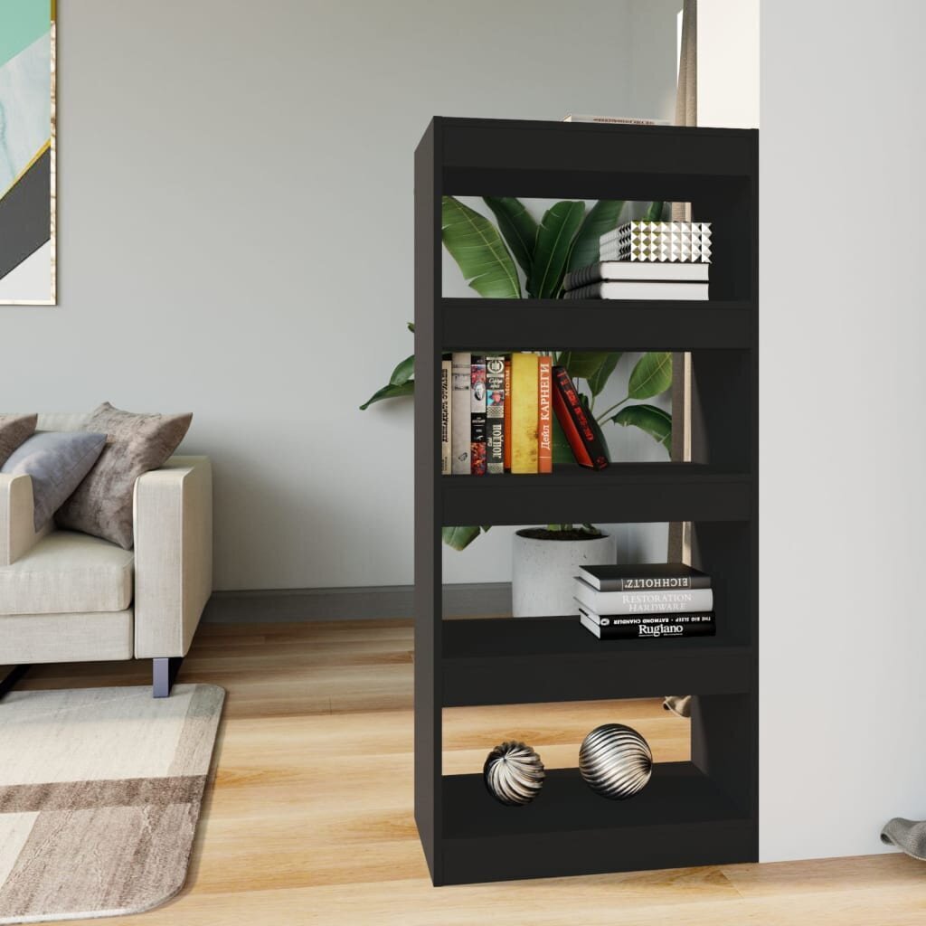 Spintelė knygoms/kambario pertvara, 60x30x135 cm, juoda kaina ir informacija | Lentynos | pigu.lt