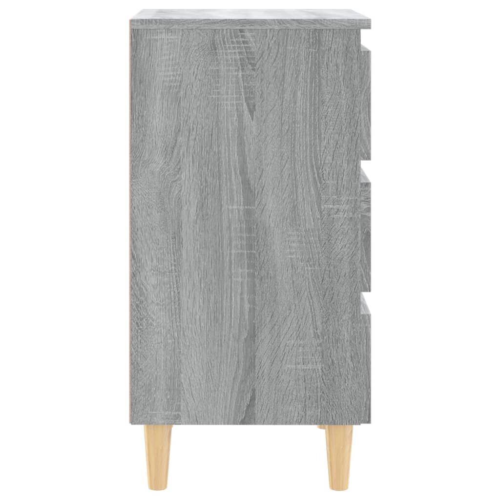 vidaXL Naktinė spintelė su medinėmis kojelėmis, pilka, 40x35x69cm kaina ir informacija | Spintelės prie lovos | pigu.lt