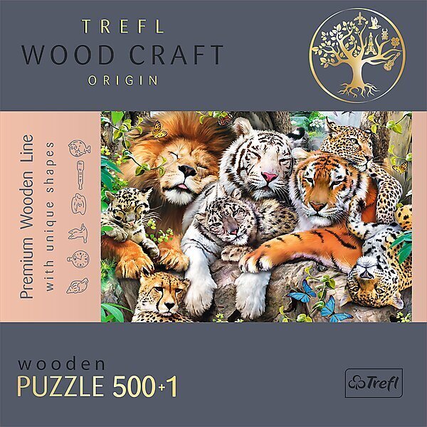 Medinė dėlionė Trefl Džiunglių katės, 500+1 d. kaina ir informacija | Dėlionės (puzzle) | pigu.lt