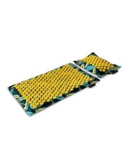 Akupresūros kilimėlis su spygliukais ir pagalvė, žalias/geltonas kaina ir informacija | Lavinimo kilimėliai | pigu.lt