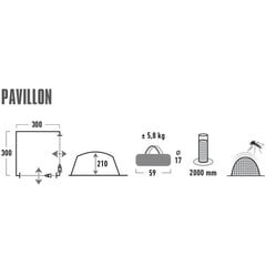 Paviljonas High Peak Pavillon 3x3, pilkai žalias kaina ir informacija | Pavėsinės | pigu.lt