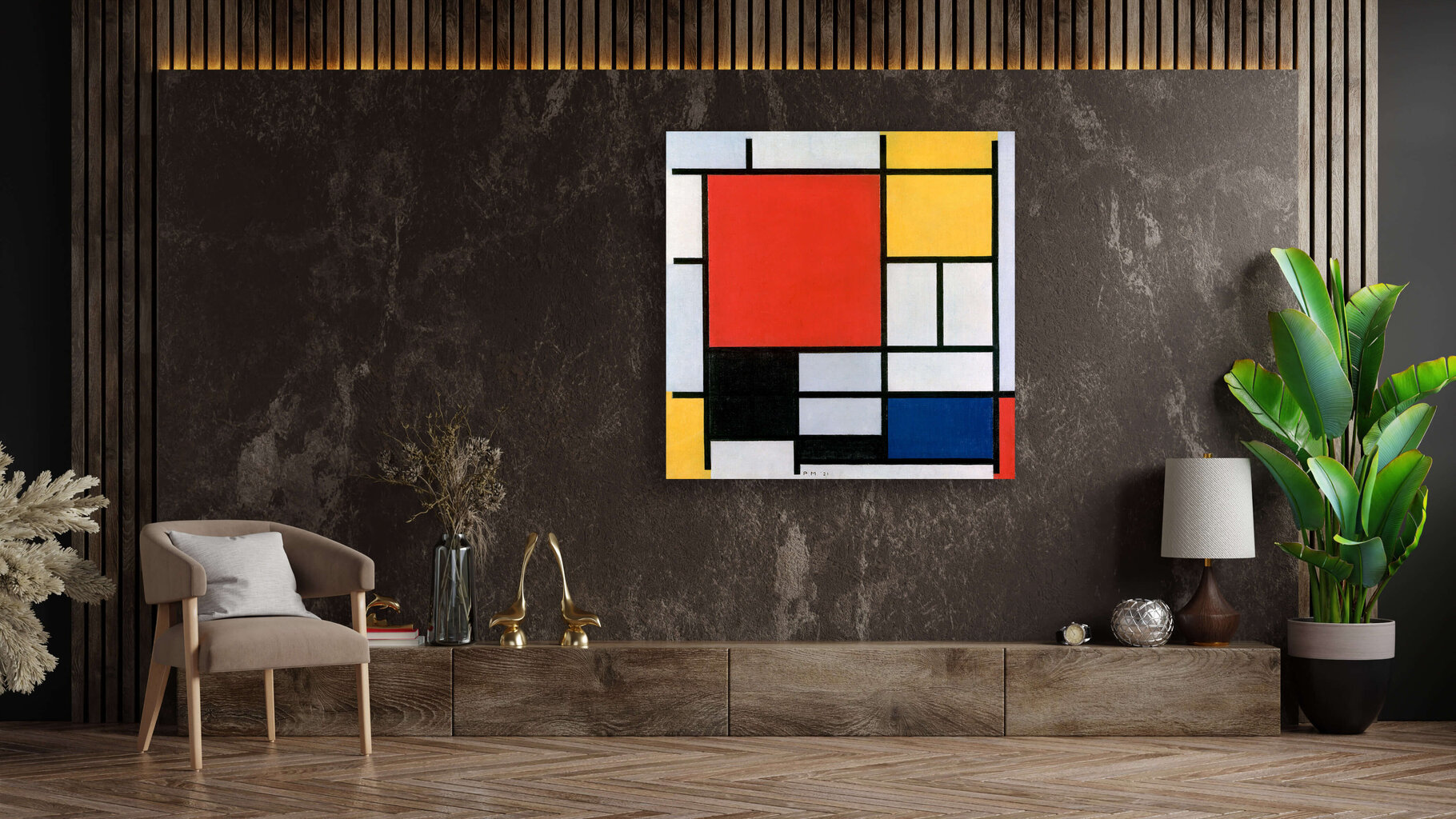 Reprodukcija Composition with Red, Yellow, Blue, and Black (Piet Mondrian) 60x60 cm kaina ir informacija | Reprodukcijos, paveikslai | pigu.lt