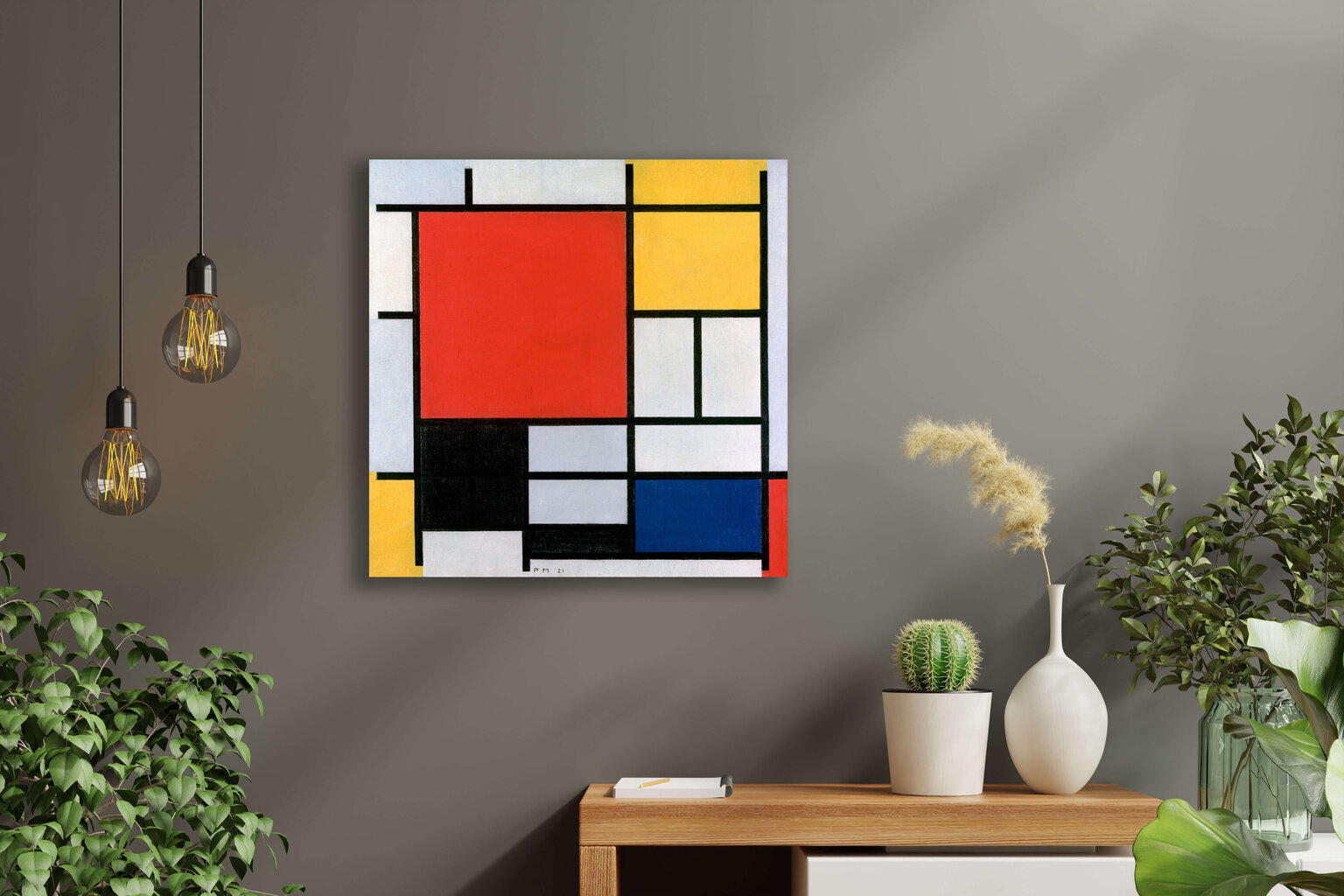 Reprodukcija Composition with Red, Yellow, Blue, and Black (Piet Mondrian) 60x60 cm kaina ir informacija | Reprodukcijos, paveikslai | pigu.lt