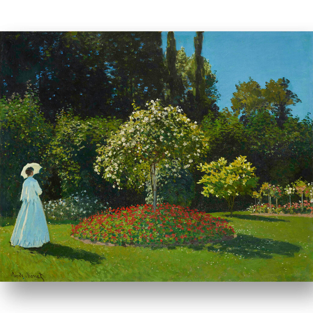 Reprodukcija Lady in the Garden (Claude Monet), 100x70 cm kaina ir informacija | Reprodukcijos, paveikslai | pigu.lt