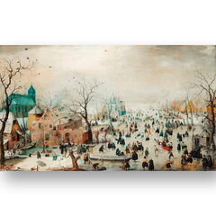 Reprodukcija Winter Landscape with Ice Skaters (Hendrick Avercamp), 100x70 cm kaina ir informacija | Reprodukcijos, paveikslai | pigu.lt