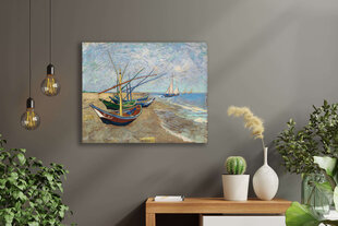 Репродукция Рыбацкие лодки на берегу Сент-Мари (Винсент Ван Гог), 100x70 см цена и информация | Репродукции, картины | pigu.lt