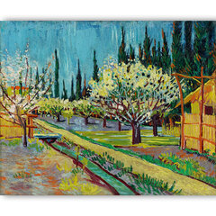 Reprodukcija Orchard Bordered by Cypresses (Vincent van Gogh), 100x70 cm kaina ir informacija | Reprodukcijos, paveikslai | pigu.lt