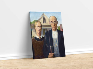 Reprodukcija American Gothic (Grant Wood), 100x70 cm kaina ir informacija | Reprodukcijos, paveikslai | pigu.lt