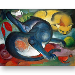 Reprodukcija Two cats, blue and yellow (Franz Marc), 60x80 cm kaina ir informacija | Reprodukcijos, paveikslai | pigu.lt