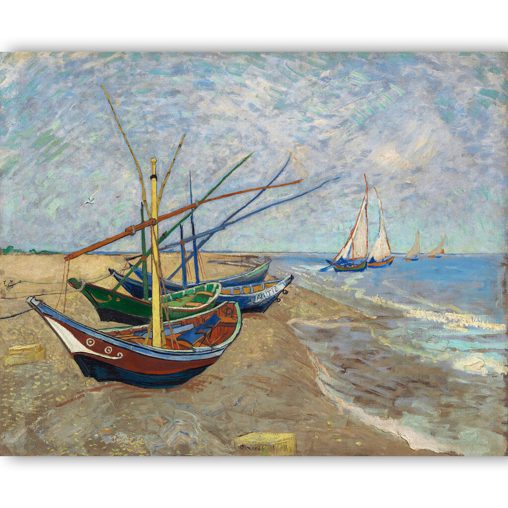 Reprodukcija Fishing Boats on the Beach at Saintes-Maries (Vincent van Gogh), 60x80 cm цена и информация | Reprodukcijos, paveikslai | pigu.lt