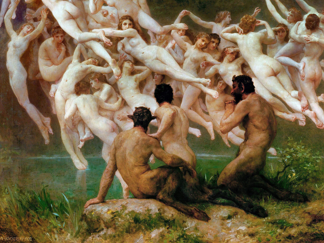 Reprodukcija The Oreads (William-Adolphe Bouguereau), 40x60 cm kaina ir informacija | Reprodukcijos, paveikslai | pigu.lt