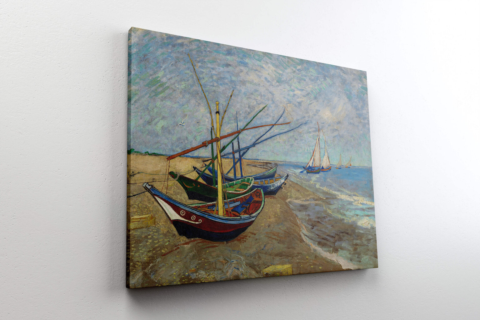 Reprodukcija Fishing Boats on the Beach at Saintes-Maries (Vincent van Gogh), 30x40 cm цена и информация | Reprodukcijos, paveikslai | pigu.lt