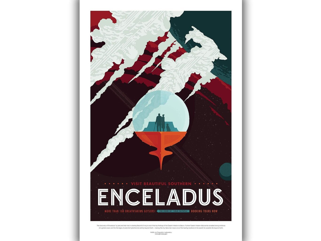 Plakatas NASA: Enceladus, 59x84 cm (A1), цена и информация | Reprodukcijos, paveikslai | pigu.lt