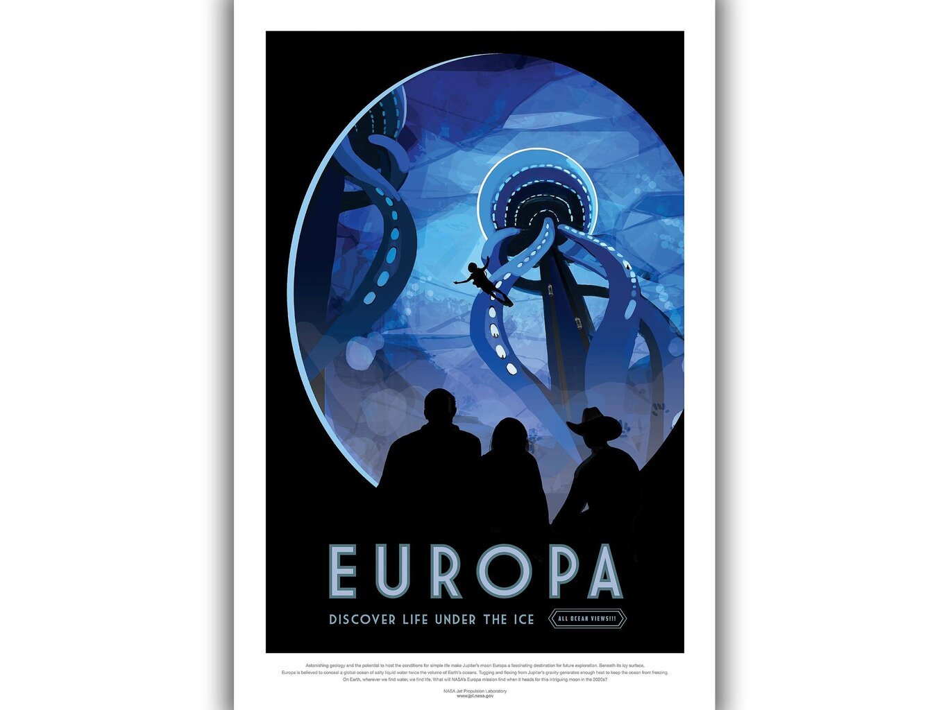 Plakatas NASA: Europa, 59x84 cm (A1), kaina ir informacija | Reprodukcijos, paveikslai | pigu.lt