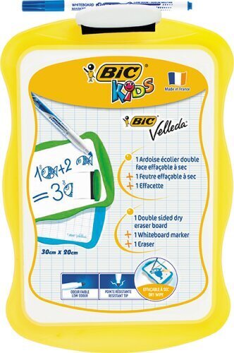 Lentelė rašymui su žymekliu ir kempinėle Bic kids board, 20 x 31 cm kaina ir informacija | Kanceliarinės prekės | pigu.lt