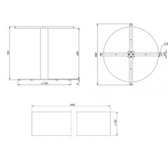 Stalo koja - padas, kryžius Ø720mm, H=720mm, Ø102mm, dažytas, juodas, matinis kaina ir informacija | Baldinės kojelės ir kojos | pigu.lt