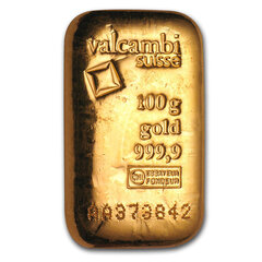 Investicinio aukso išlietas luitas Valcambi, 100 g kaina ir informacija | Investicinis auksas, sidabras | pigu.lt