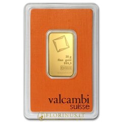 Investicinio aukso luitas Valcambi, 20 g kaina ir informacija | Investicinis auksas, sidabras | pigu.lt
