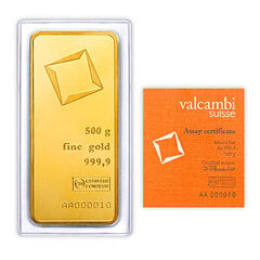 Investicinio aukso luitas Valcambi, 500 g kaina ir informacija | Investicinis auksas, sidabras | pigu.lt