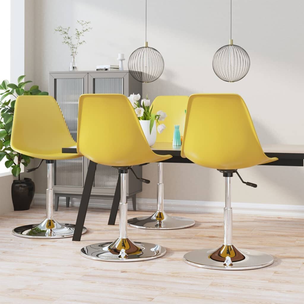 Pasukamos valgomojo kėdės, 4 vnt, geltonos kaina ir informacija | Virtuvės ir valgomojo kėdės | pigu.lt