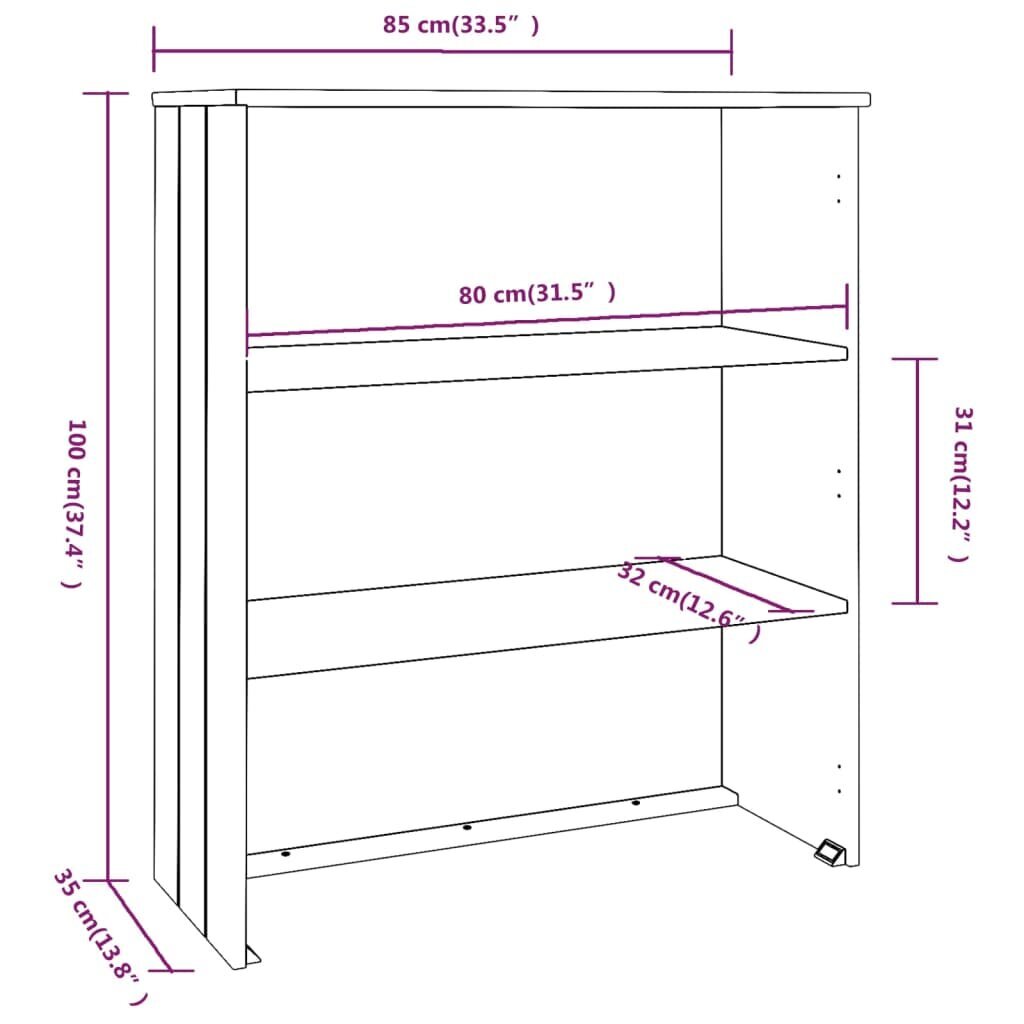 vidaXL Komodos viršus, šviesiai pilkas, 85x35x100cm цена и информация | Svetainės spintelės | pigu.lt