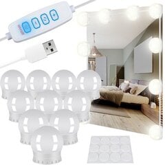 Veidrodinės / tualetinio staliuko LED lempos - 10 vnt. kaina ir informacija | Staliniai šviestuvai | pigu.lt