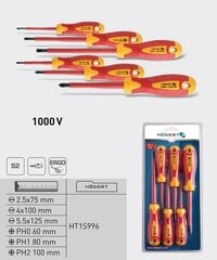 Elektriko atsuktuvų komplektas 1000V / S2 plienas , HT1S996 kaina ir informacija | Mechaniniai įrankiai | pigu.lt