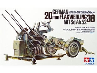 Surenkamas modelis Tamiya - German 20mm Flakvierling 38 mit Sd.Ah.52, 1/35, 35091 kaina ir informacija | Konstruktoriai ir kaladėlės | pigu.lt