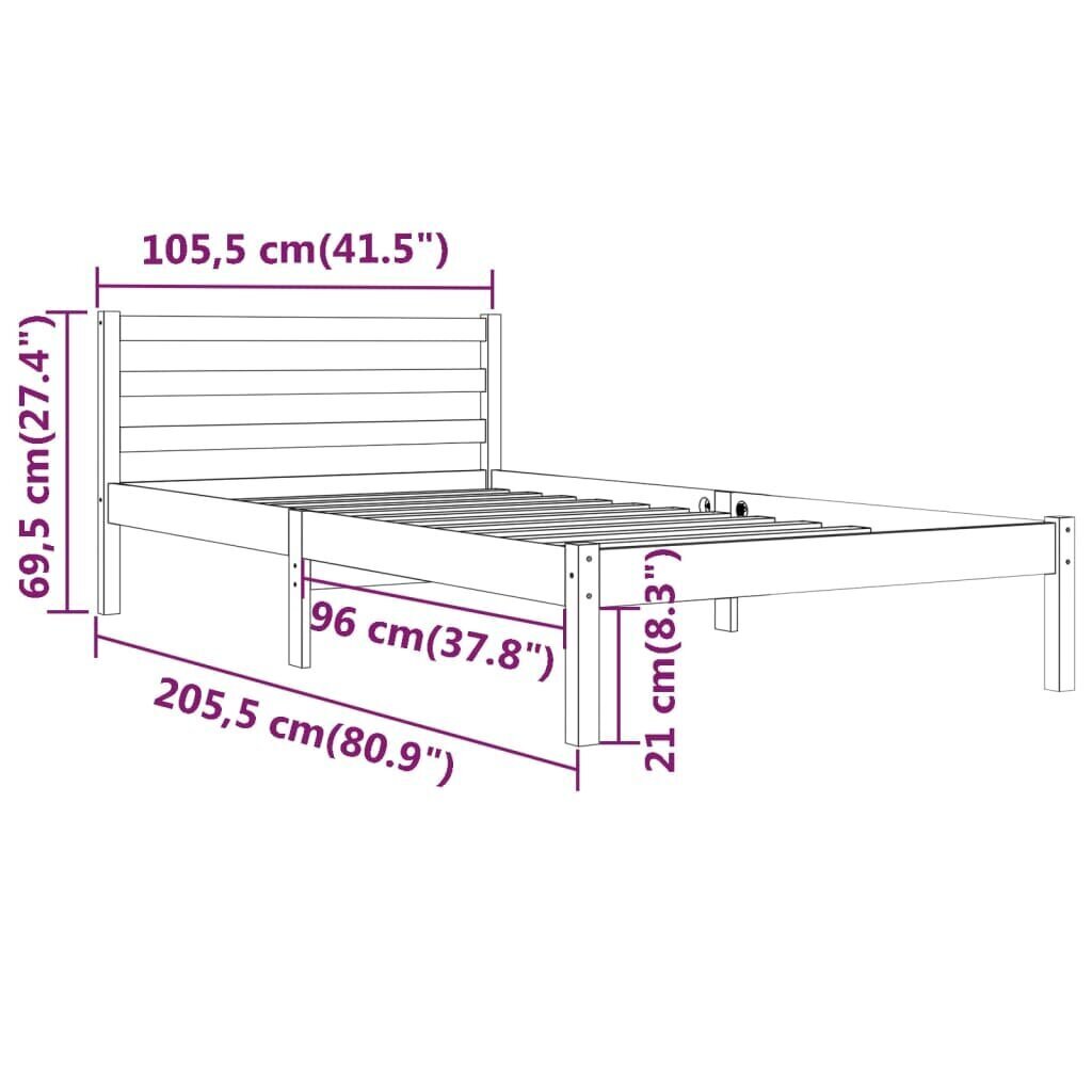 Lovos rėmas vidaXL 810424, 100x200 cm, juodas kaina ir informacija | Lovos | pigu.lt