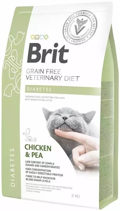 Brit GF Veterinary Diets suaugusioms katėms su vištiena ir žirniais Diabetes, 2 kg kaina ir informacija | Sausas maistas katėms | pigu.lt