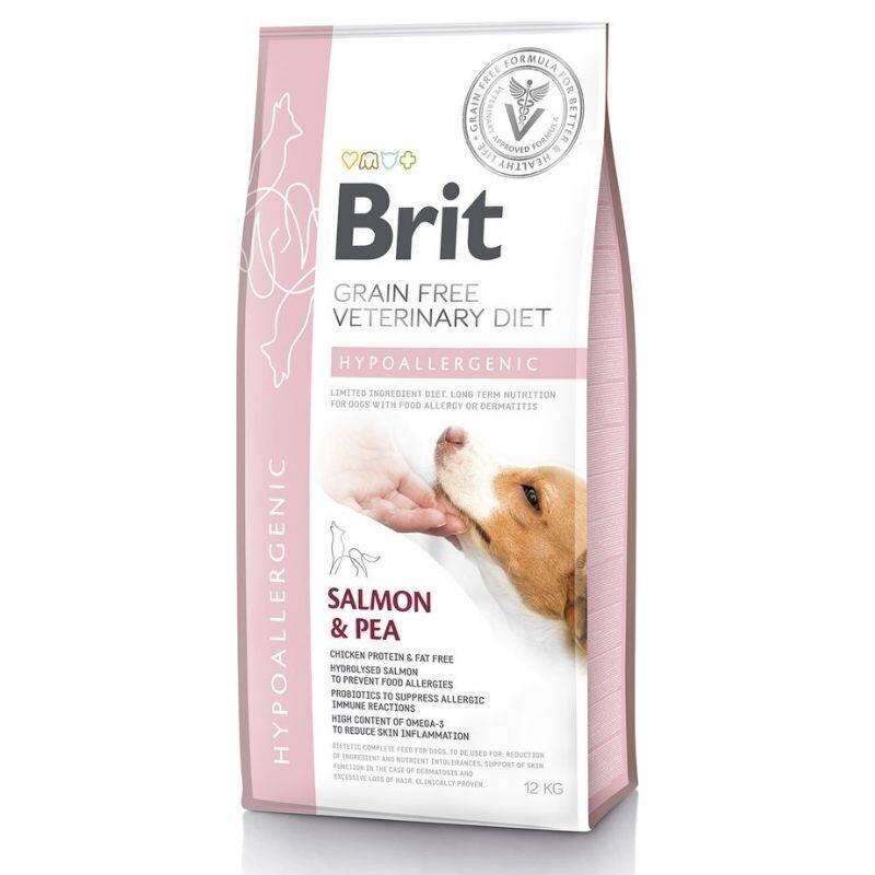 Brit GF Veterinary Diets suaugusiems šunims su lašiša ir žirniais Hypoallergenic, 12 kg kaina ir informacija | Sausas maistas šunims | pigu.lt